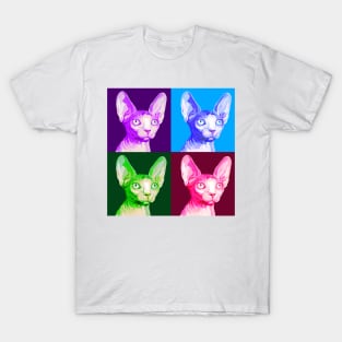 Pop Art Sphynx Cat Portrait T-Shirt